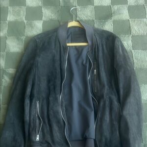 All Saints Men's Gray Suede Jacket